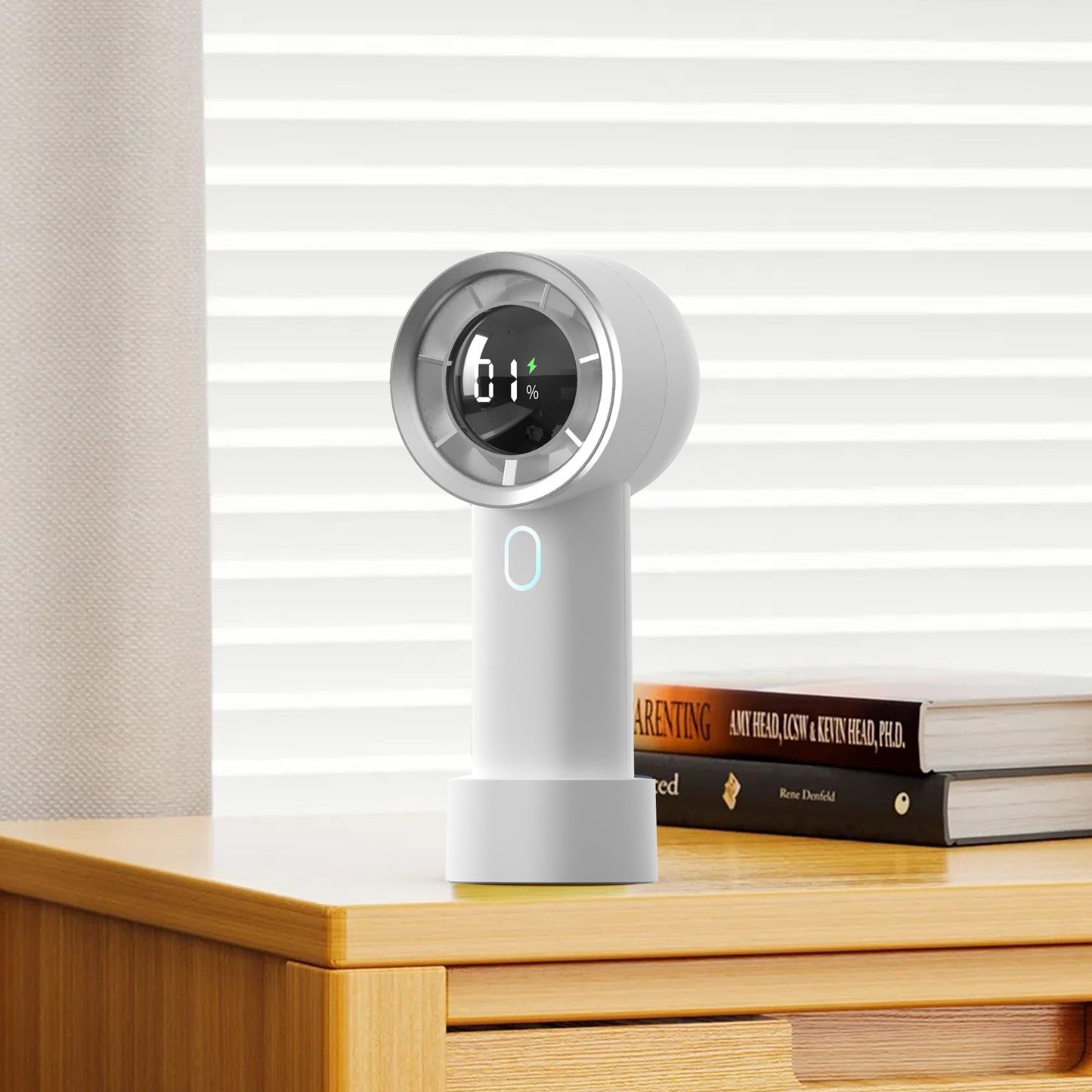 Yeni Yüksek Hızlı El Tipi Soğutucu Fan , Akıllı Dijital Ekranlı – 100 Kademeli Hız & USB Şarjlı