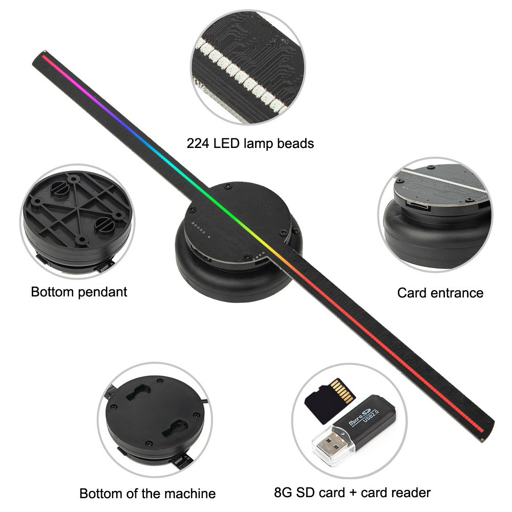 3D Hologram Fan (41 cm) – WiFi Kontrollü Led Reklam Cihazı | Model T40 Puliang