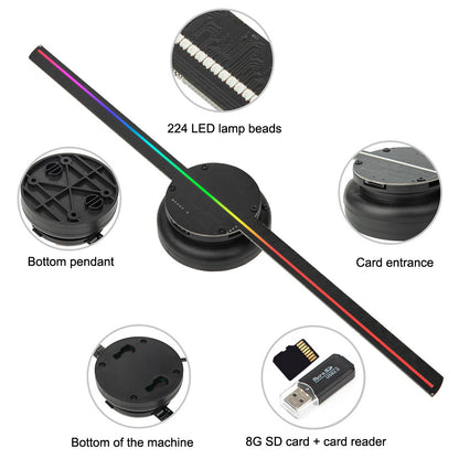 3D Hologram Fan (41 cm) – WiFi Kontrollü Led Reklam Cihazı | Model T40 Puliang