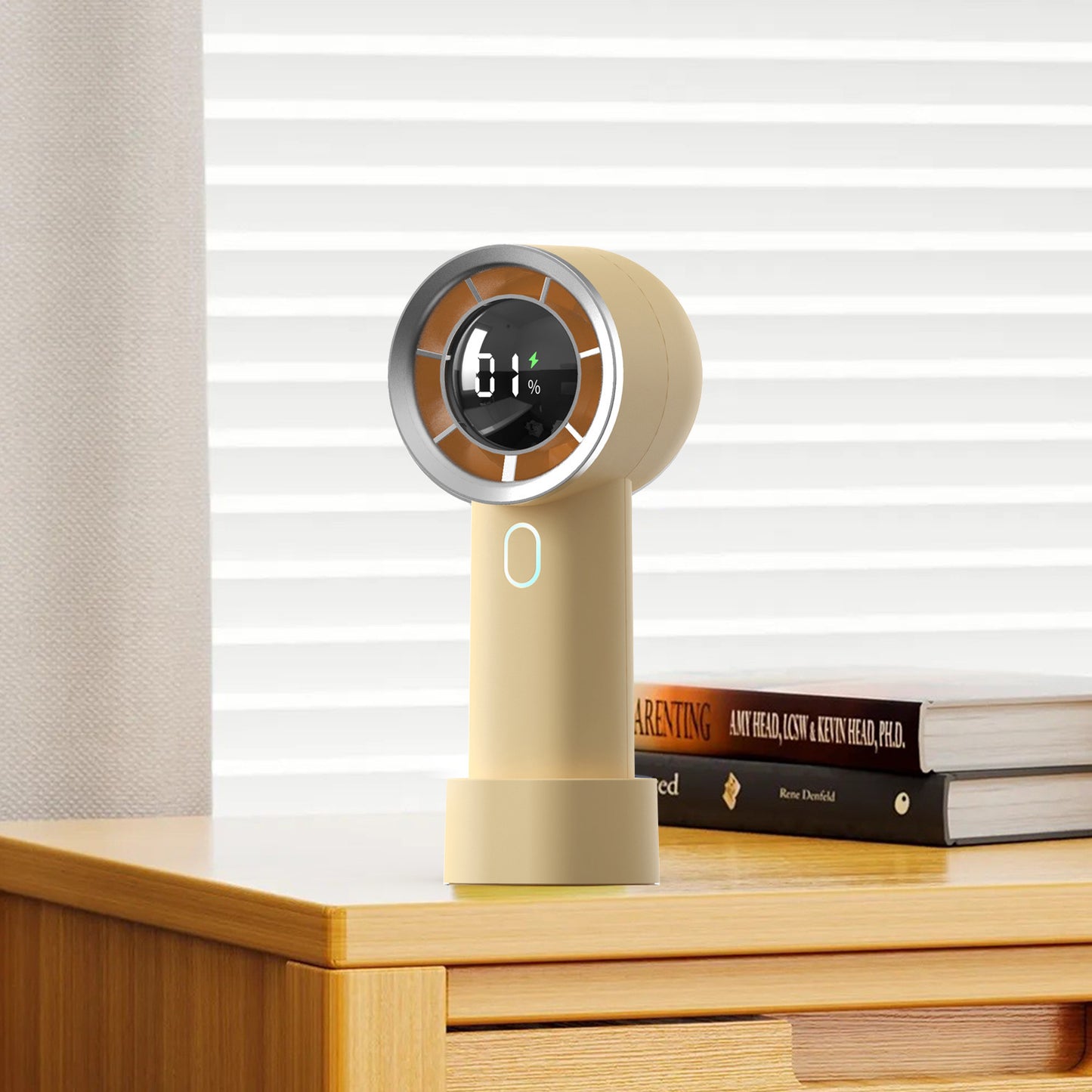 Yeni Yüksek Hızlı El Tipi Soğutucu Fan , Akıllı Dijital Ekranlı – 100 Kademeli Hız & USB Şarjlı