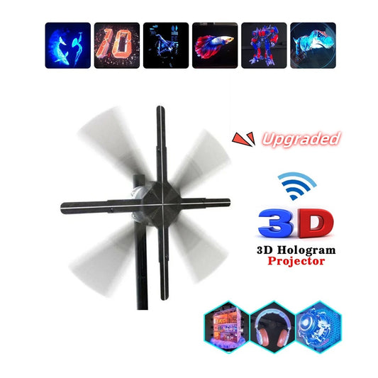 3D Hologram Fan (42 cm) – WiFi Kontrollü, Gözlüksüz 3D Ekran | 16GB Hafıza ile 7/24 Yayın