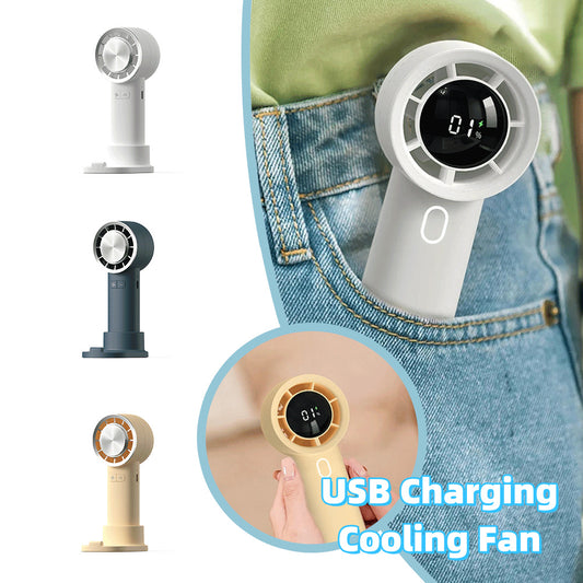 Yeni Yüksek Hızlı El Tipi Soğutucu Fan , Akıllı Dijital Ekranlı – 100 Kademeli Hız & USB Şarjlı