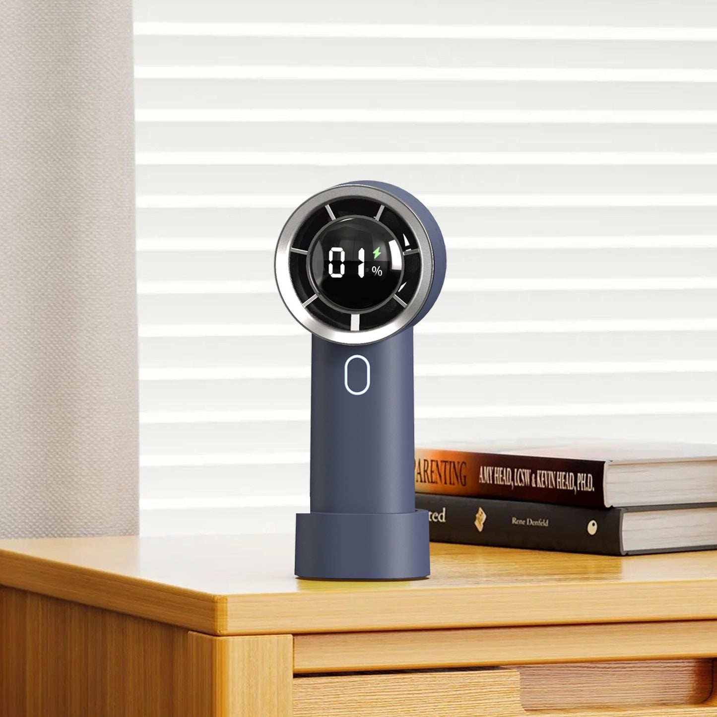Yeni Yüksek Hızlı El Tipi Soğutucu Fan , Akıllı Dijital Ekranlı – 100 Kademeli Hız & USB Şarjlı